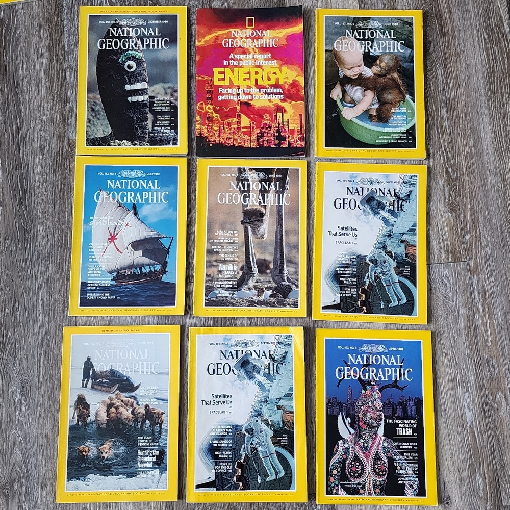 1980 1982 1983 1984 National Geographic Magazines Lot 80s 9‎ Issues Educational